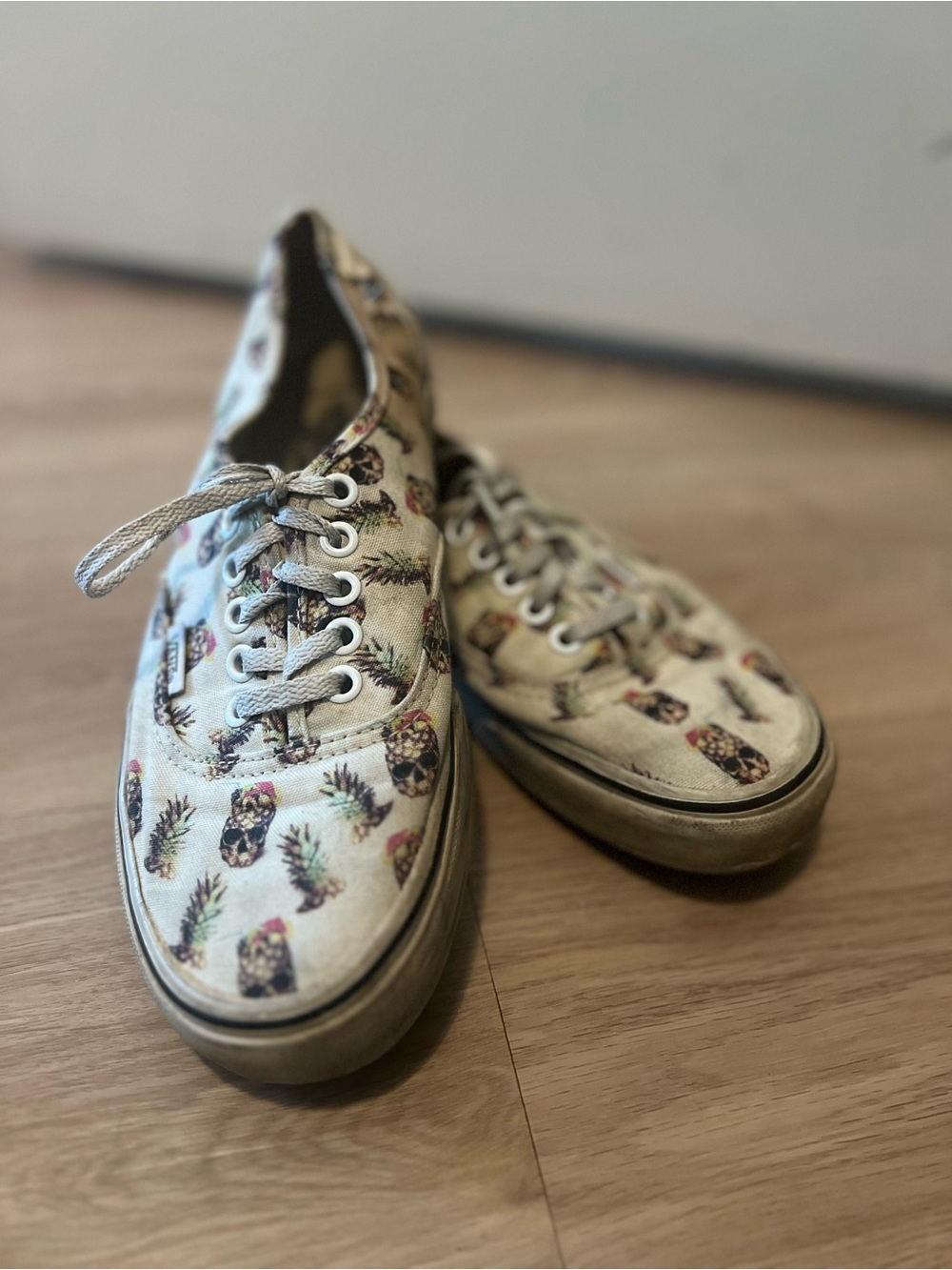 Vans Pineapple Print Low Top Sneakers in Cream and Black